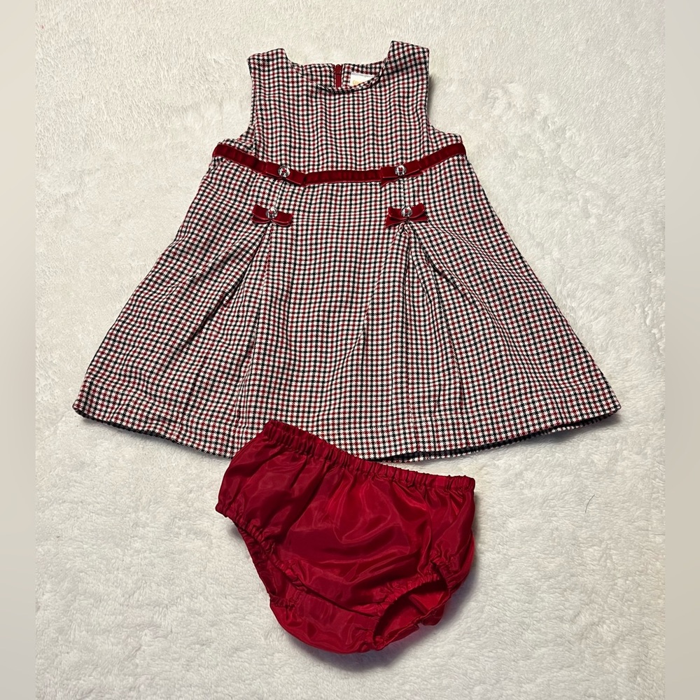 Burgundy Christmas Dress, Size 18-24 months
